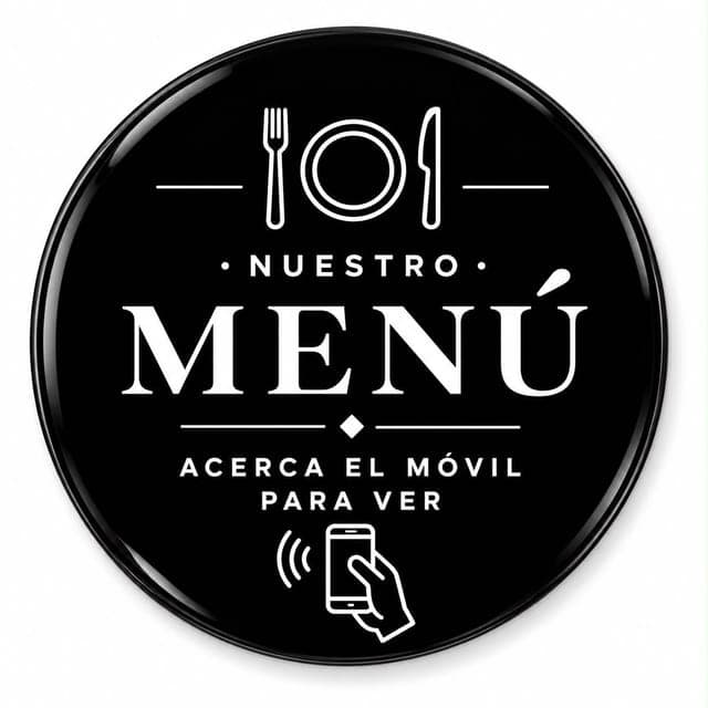 Tarjeta NFC redonda negra «Nuestro menú»